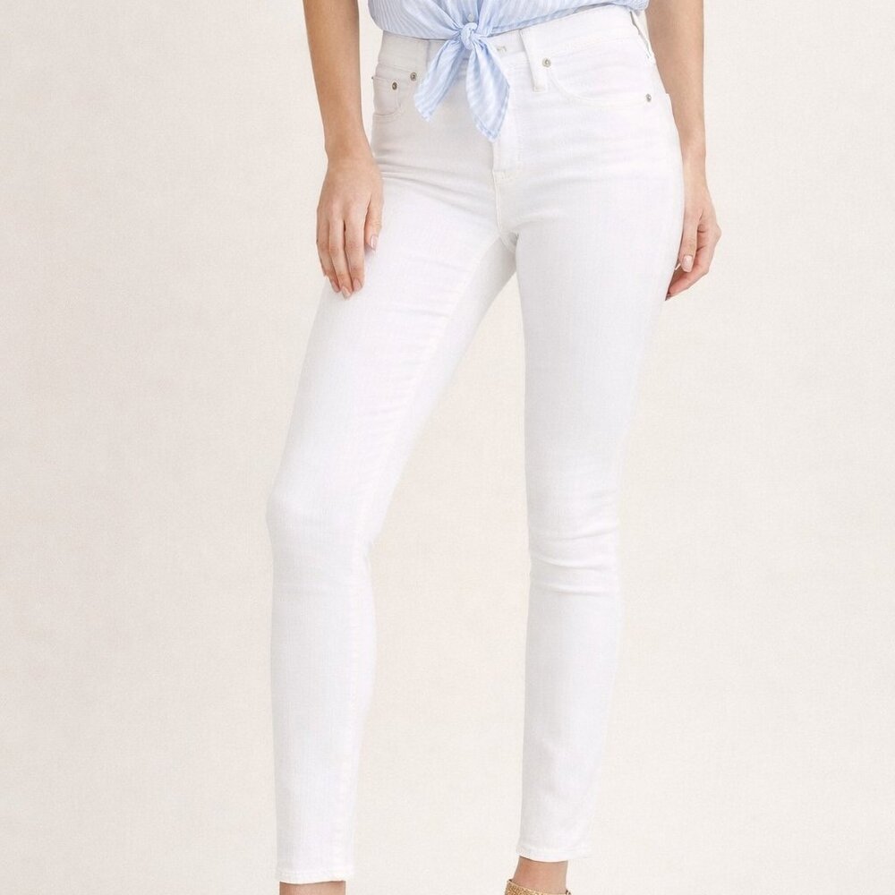 J. Crew Factory Flat Front Mid Rise Skinny Jeans Womens FWA White Size 30/28 NWT